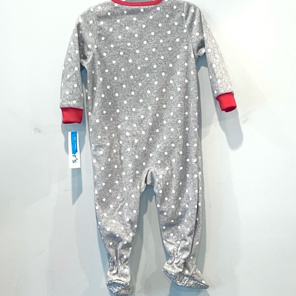 Carters Disney Minnie Mouse Grey Red Girl’s Fleece Onesie Pajamas Size 18M NWT - Picture 4 of 6